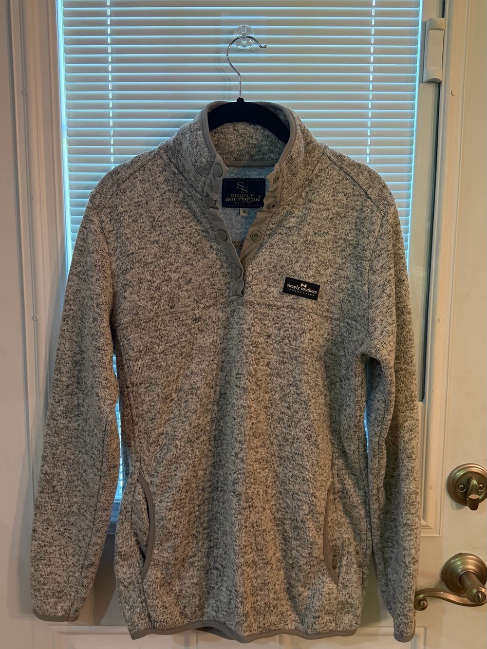 Simply Southern Heather Gray Pullover Quarter Button Up Size S #euc